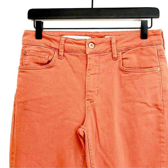 Pilcro and the Letterpress Salmon High-Rise Bootcut Raw Hem Cropped Jeans - 28 - Picture 3 of 13